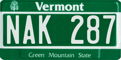VT license plate NAK287