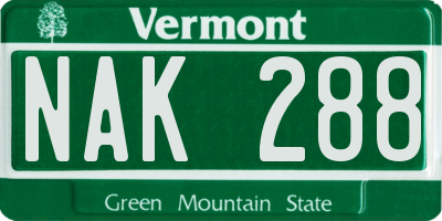 VT license plate NAK288