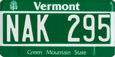 VT license plate NAK295