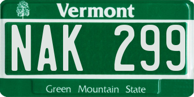 VT license plate NAK299