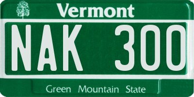 VT license plate NAK300
