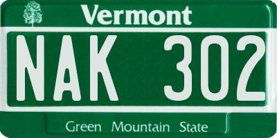 VT license plate NAK302