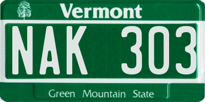VT license plate NAK303