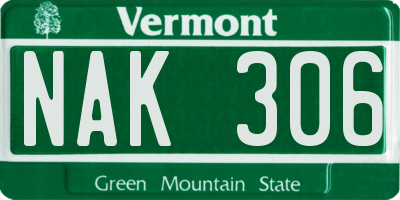 VT license plate NAK306