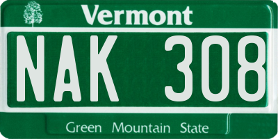 VT license plate NAK308