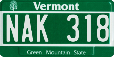 VT license plate NAK318