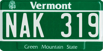 VT license plate NAK319