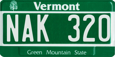 VT license plate NAK320
