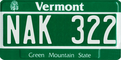 VT license plate NAK322