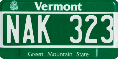 VT license plate NAK323