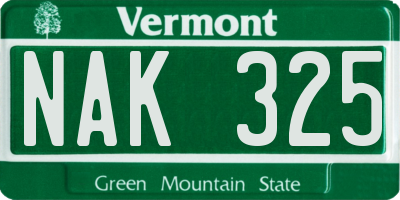 VT license plate NAK325