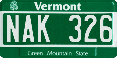 VT license plate NAK326