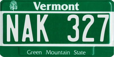 VT license plate NAK327