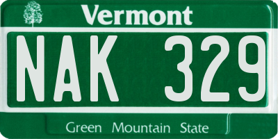 VT license plate NAK329