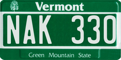 VT license plate NAK330