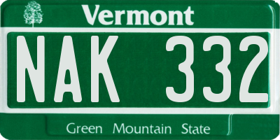 VT license plate NAK332