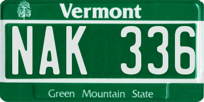 VT license plate NAK336