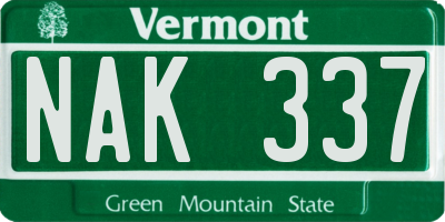 VT license plate NAK337
