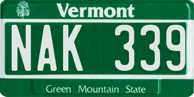 VT license plate NAK339