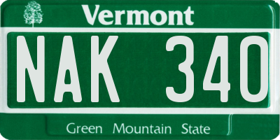 VT license plate NAK340
