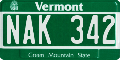 VT license plate NAK342