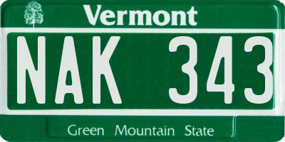 VT license plate NAK343