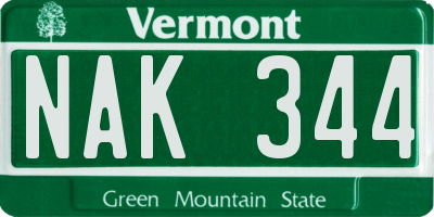 VT license plate NAK344