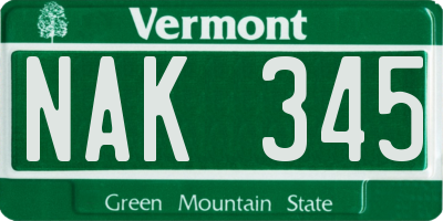 VT license plate NAK345