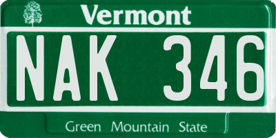 VT license plate NAK346