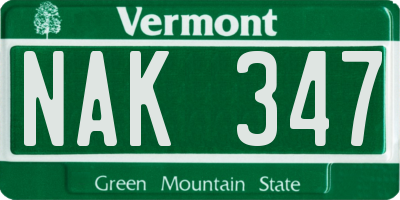 VT license plate NAK347
