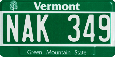 VT license plate NAK349
