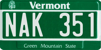 VT license plate NAK351