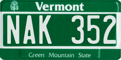 VT license plate NAK352