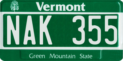 VT license plate NAK355
