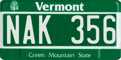 VT license plate NAK356