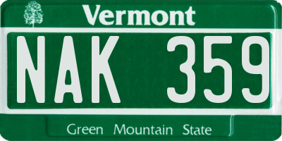 VT license plate NAK359