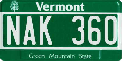 VT license plate NAK360