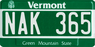 VT license plate NAK365