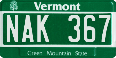 VT license plate NAK367