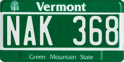 VT license plate NAK368