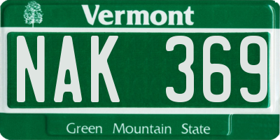 VT license plate NAK369
