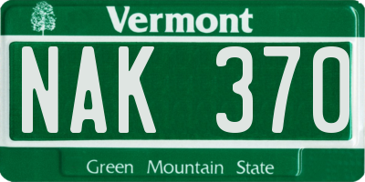 VT license plate NAK370