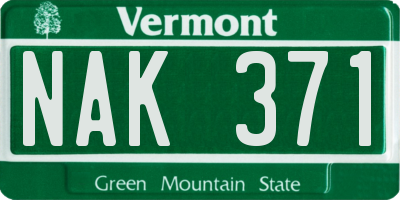 VT license plate NAK371