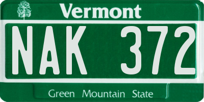 VT license plate NAK372