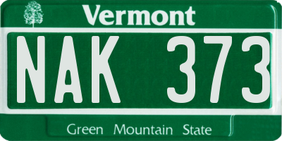 VT license plate NAK373