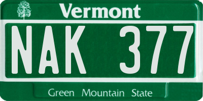 VT license plate NAK377