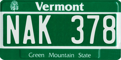 VT license plate NAK378