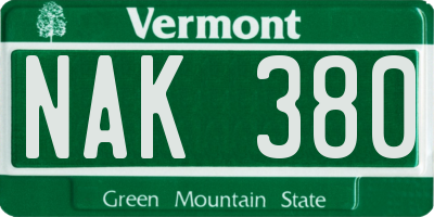 VT license plate NAK380