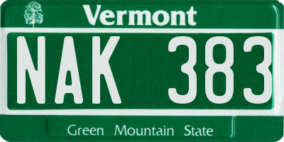 VT license plate NAK383