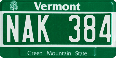 VT license plate NAK384